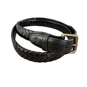 Polo Ralph Lauren Black Braided Leather Belt 40 214400/00